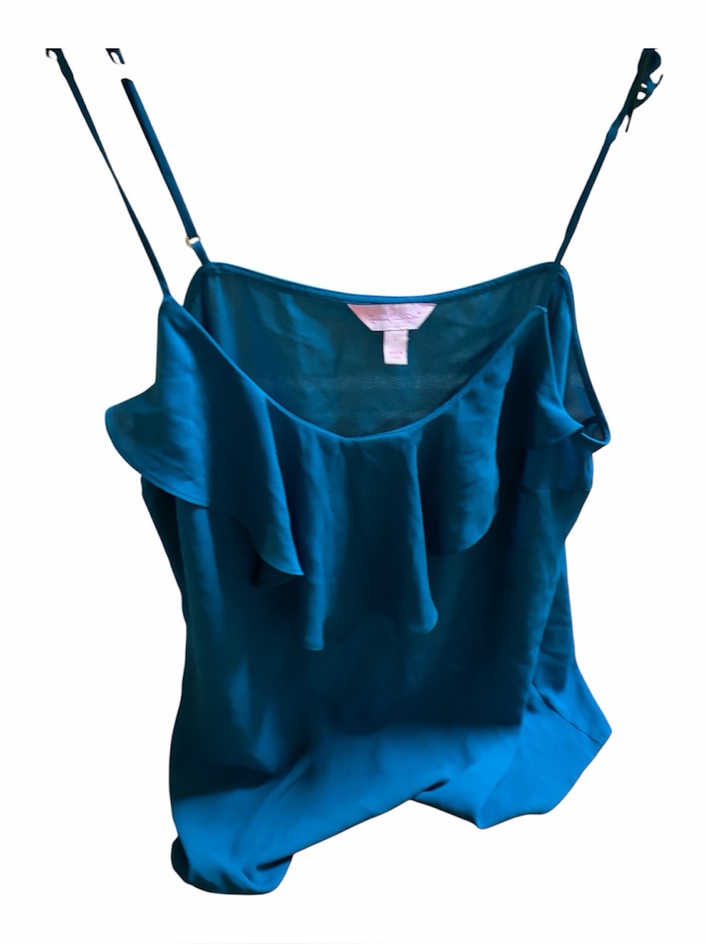 Lilly Pulitzer Teal Ruffle Spaghetti Strap Cami